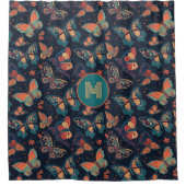 Benutzerdefiniertes Monogramm-Schmetterlingsmuster Duschvorhang (Vorderseite)