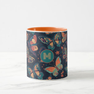 Benutzerdefiniertes Monogramm-Schmetterlingsmuster Tasse
