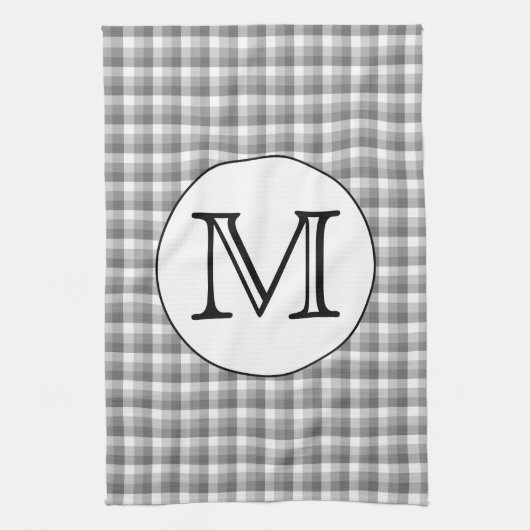 Benutzerdefiniertes Monogramm Schwarz und Weiß mi Geschirrtuch (Vertikal)
