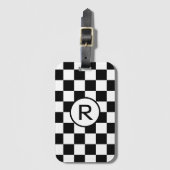 Benutzerdefiniertes Monogramm Schwarz-Weiß-Prüfmus Gepäckanhänger (Vorderseite Vertikal)
