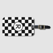 Benutzerdefiniertes Monogramm Schwarz-Weiß-Prüfmus Gepäckanhänger (Vorderseite (Horizontal))