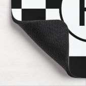 Benutzerdefiniertes Monogramm-Schwarz-weißes Prüfp Mousepad (Ecke)