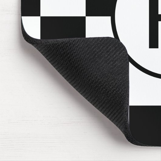 Benutzerdefiniertes Monogramm-Schwarz-weißes Prüfp Mousepad (Ecke)