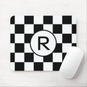 Benutzerdefiniertes Monogramm-Schwarz-weißes Prüfp Mousepad (Mit Mouse)