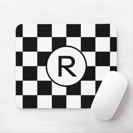 Benutzerdefiniertes Monogramm-Schwarz-weißes Prüfp Mousepad (Mit Mouse)