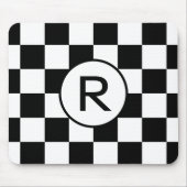 Benutzerdefiniertes Monogramm-Schwarz-weißes Prüfp Mousepad (Vorne)