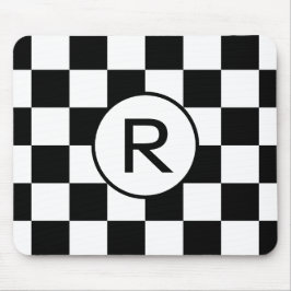 Benutzerdefiniertes Monogramm-Schwarz-weißes Prüfp Mousepad