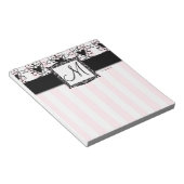 Benutzerdefiniertes Monogramm Schwarze Herzen rosa Notizblock (angewinkelt)