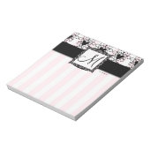 Benutzerdefiniertes Monogramm Schwarze Herzen rosa Notizblock (Rotiert)