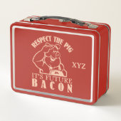 Benutzerdefiniertes Monogramm SCHWEIN ZU BACON Metall Brotdose (Rückseite)