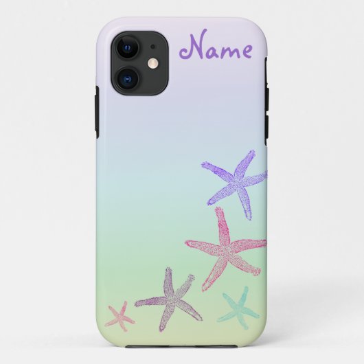 Benutzerdefiniertes Monogramm Seestern Pastell Case-Mate iPhone Hülle (Rückseite)