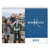 Benutzerdefiniertes Monogramm Spanisch Blau Foto Kalender (Titelbild)