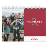 Benutzerdefiniertes Monogramm Spanisch Burgund Fot Kalender (Titelbild)