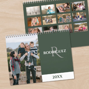 Benutzerdefiniertes Monogramm Spanisch Grün Foto Kalender