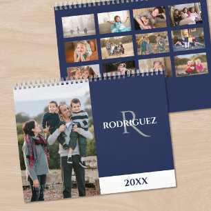 Benutzerdefiniertes Monogramm Spanisch Marineblau Kalender