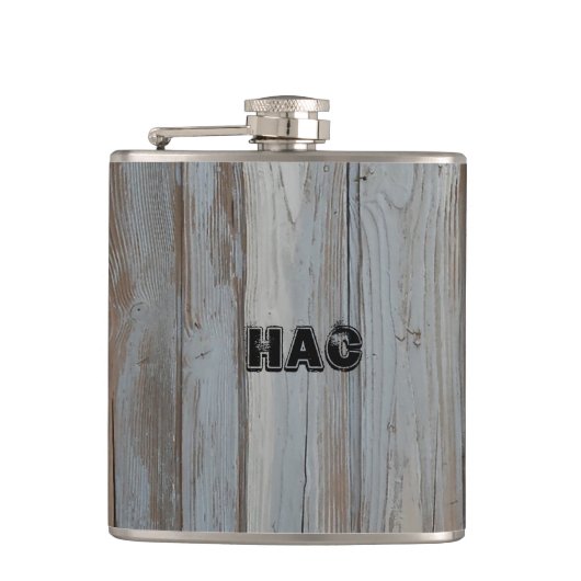 Benutzerdefiniertes Monogramm Stallholz Schnapsfla Flachmann (Vorderseite)