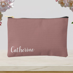 Benutzerdefiniertes Monogramm, staubfarbiges Rosa  Zubehörtasche