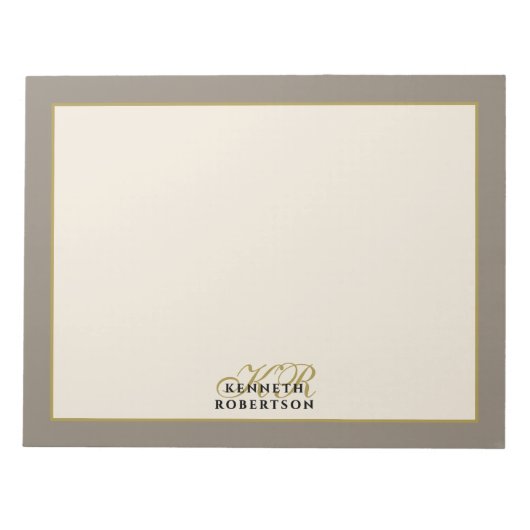 Benutzerdefiniertes Monogramm Taupe Creme Gold Min Notizblock (Vorderseite)