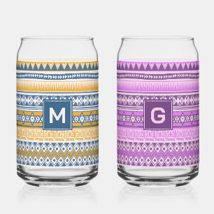 Benutzerdefiniertes Monogramm Tribal Aztec Muster Dosenglas