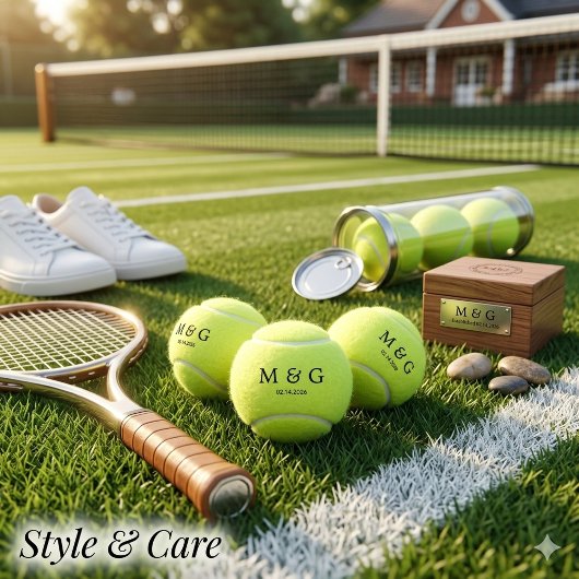 Benutzerdefiniertes Monogramm und Datum generisch Tennisbälle