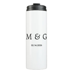 Benutzerdefiniertes Monogramm und Datum Personalis Thermosbecher