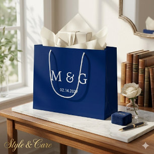 Benutzerdefiniertes Monogramm und Datumssymbol der Große Geschenktüte
