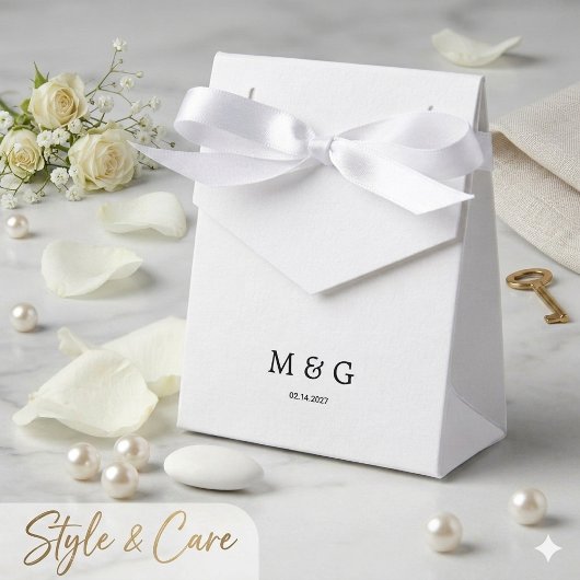 Benutzerdefiniertes Monogramm und Datumssymbol des Geschenkschachtel