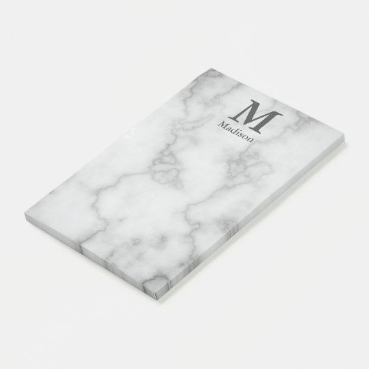 Benutzerdefiniertes Monogramm und Imitat-Graumarmo Post-it Klebezettel (angewinkelt)