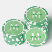 Benutzerdefiniertes Monogramm und Imitate Grüne Ma Pokerchips (Stapel)