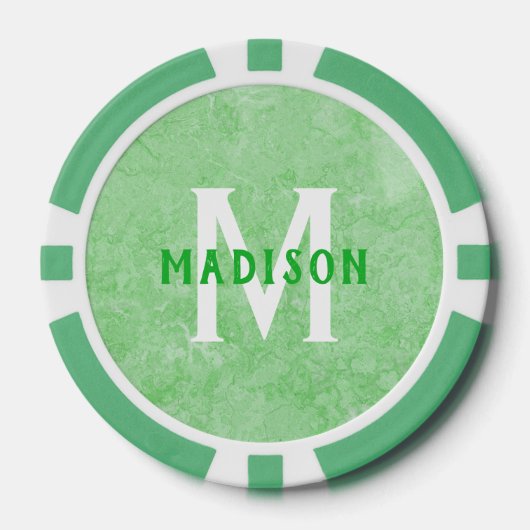 Benutzerdefiniertes Monogramm und Imitate Grüne Ma Pokerchips (Vorderseite)