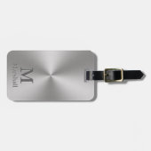 Benutzerdefiniertes Monogramm und Name auf Silver  Gepäckanhänger (Vorderseite horizontal)