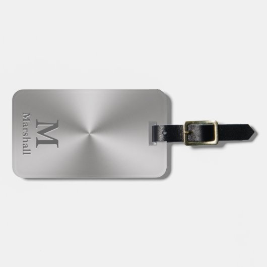 Benutzerdefiniertes Monogramm und Name auf Silver Gepäckanhänger (Vorderseite horizontal)