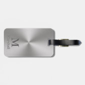 Benutzerdefiniertes Monogramm und Name auf Silver  Gepäckanhänger (Rückseite horizontal)