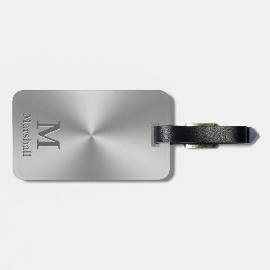Benutzerdefiniertes Monogramm und Name auf Silver Gepäckanhänger (Rückseite horizontal)