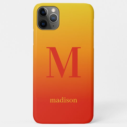 Benutzerdefiniertes Monogramm und Name Gelb bis Ro Case-Mate iPhone Hülle (Rückseite)