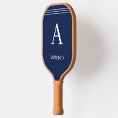 Benutzerdefiniertes Monogramm und Name Navy Blau Pickleball Schläger (Links)