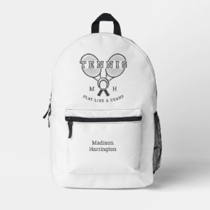 Benutzerdefiniertes Monogramm und Name TENNIS Bedruckter Rucksack