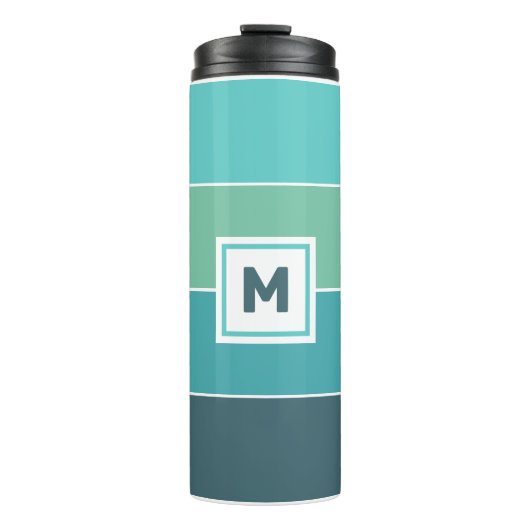 Benutzerdefiniertes Monogramm und Name Thermischer Thermosbecher (Vorderseite)