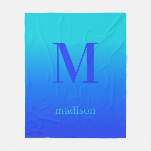 Benutzerdefiniertes Monogramm und Name Türkis bis  Fleecedecke (Vorderseite)