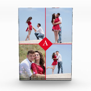 Benutzerdefiniertes Monogramm & Vier-Foto-Block Fotoblock