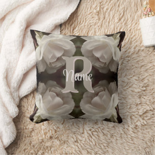Benutzerdefiniertes Monogramm Vintage-Rosen Person Kissen