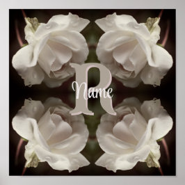 Benutzerdefiniertes Monogramm Vintage-Rosen Person Poster