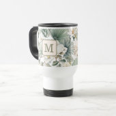 Benutzerdefiniertes Monogramm Wasserfarbe Floral Reisebecher (Vorderseite Links)