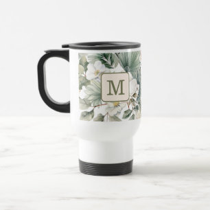 Benutzerdefiniertes Monogramm Wasserfarbe Floral Reisebecher
