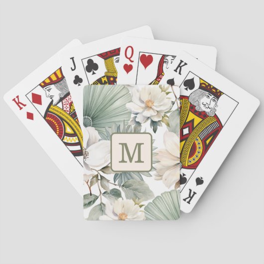 Benutzerdefiniertes Monogramm Wasserfarbe Floral Spielkarten (Rückseite)