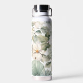 Benutzerdefiniertes Monogramm Wasserfarbe Floral Trinkflasche (Rückseite)