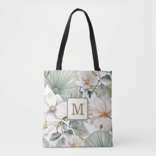 Benutzerdefiniertes Monogramm-Wasserfarben-Blumenm Tasche