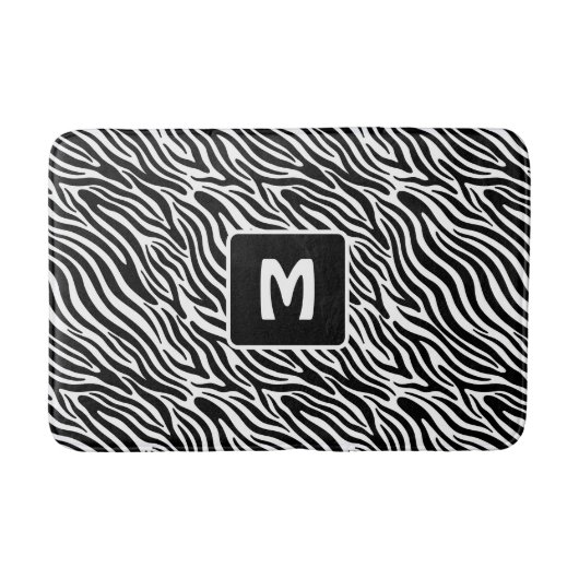 Benutzerdefiniertes Monogramm Zebra-Muster Badematte (Vorderseite)