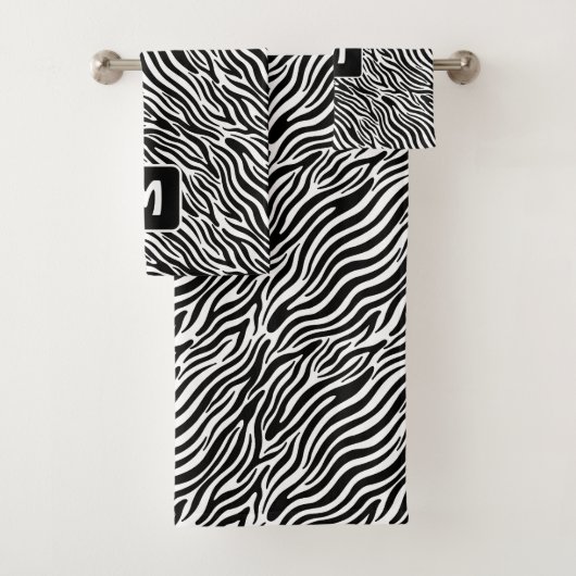 Benutzerdefiniertes Monogramm Zebra-Muster Badhandtuch Set (Insitu)