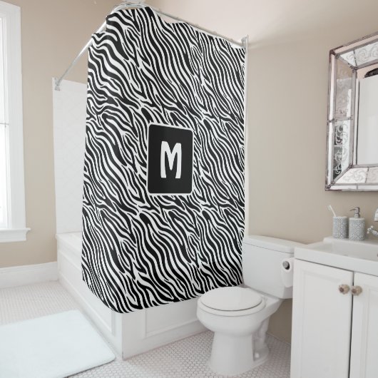 Benutzerdefiniertes Monogramm Zebra-Muster Duschvorhang (Beispiel)